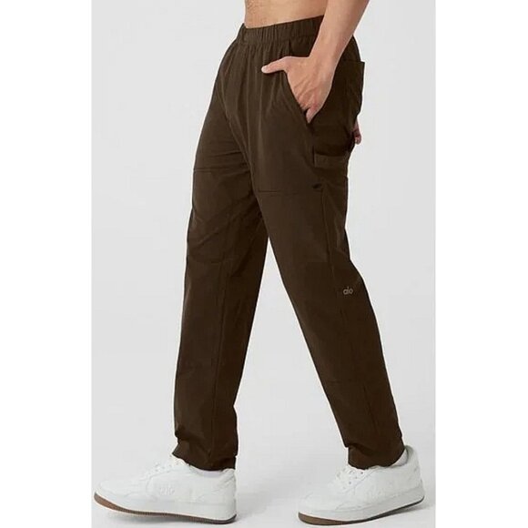 Alo Co-Op Carpenter Track Pants Espresso Brown Hiking Traveling Slacks Trousers - Picture 1 of 14
